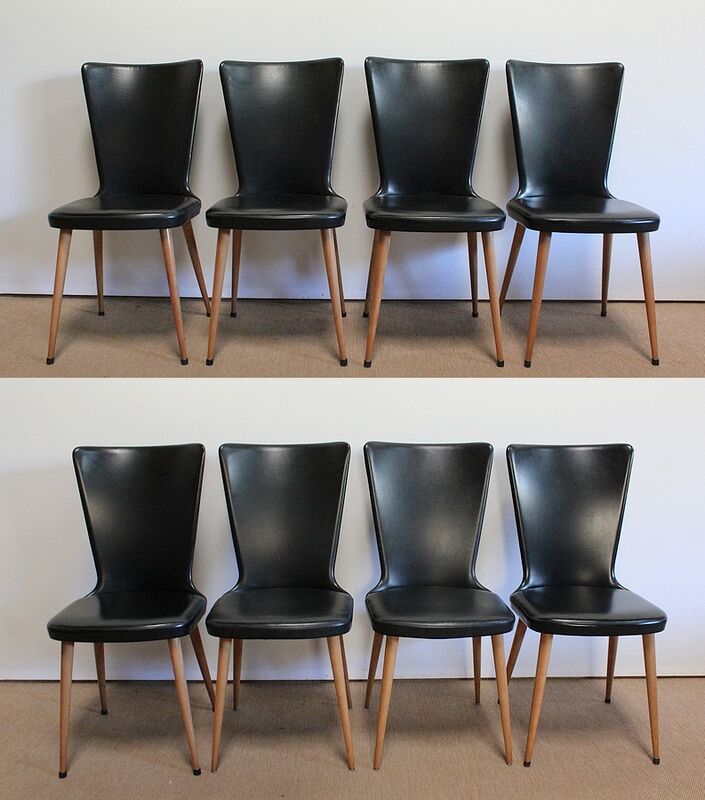 Suite of 8 baumann chairs, "essor" model – 1960s