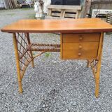 Vintage rattan desk from the 60s, 100cm L
