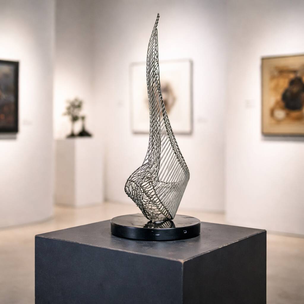 Signed Untitled Brass Wire Sculpture Bob Bennett (1979)