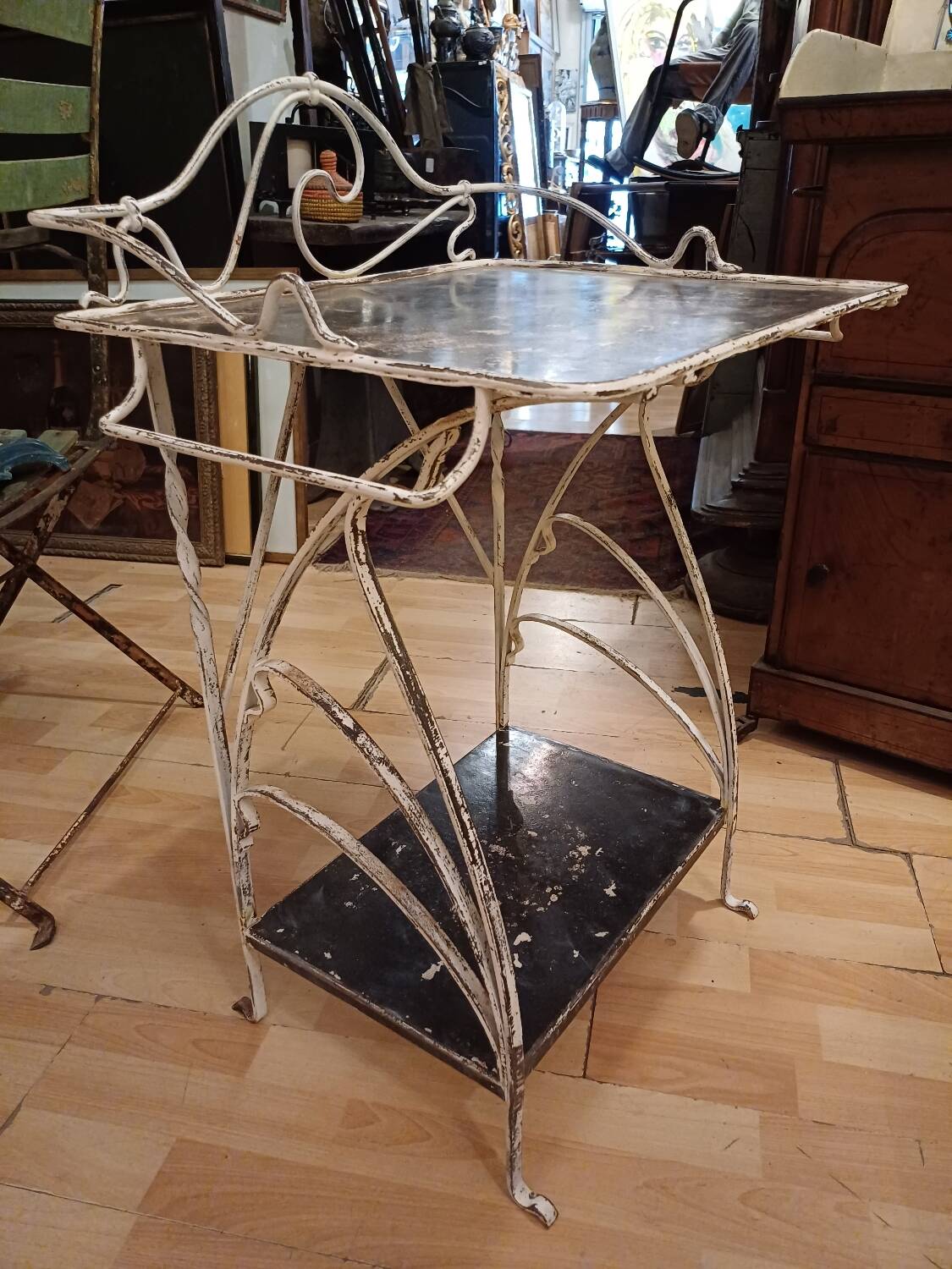 Small Art Nouveau wrought iron side table from the 1900s
