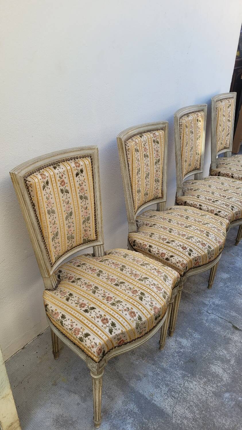 Series of 4 old Louis XVI style chairs
