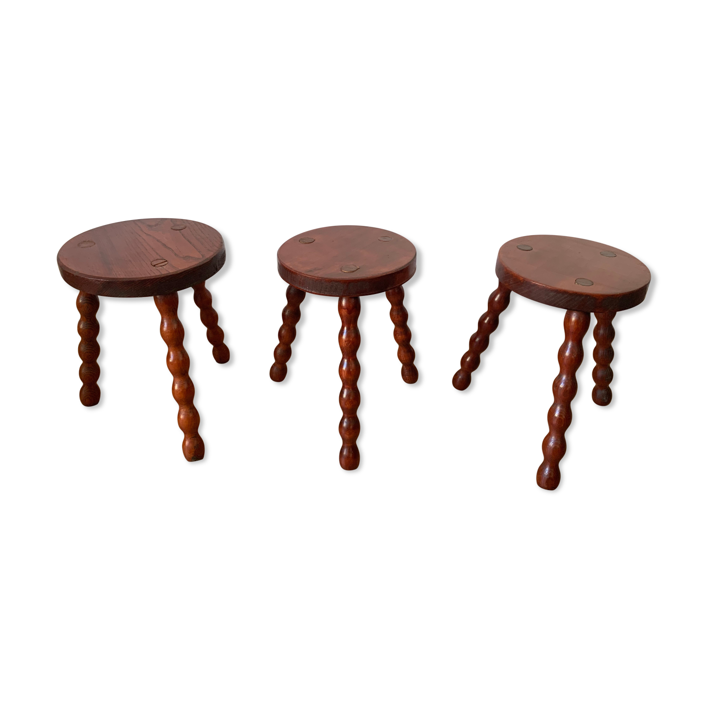 Set of 3 red stools