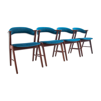 Four blue dining chairs, danish design