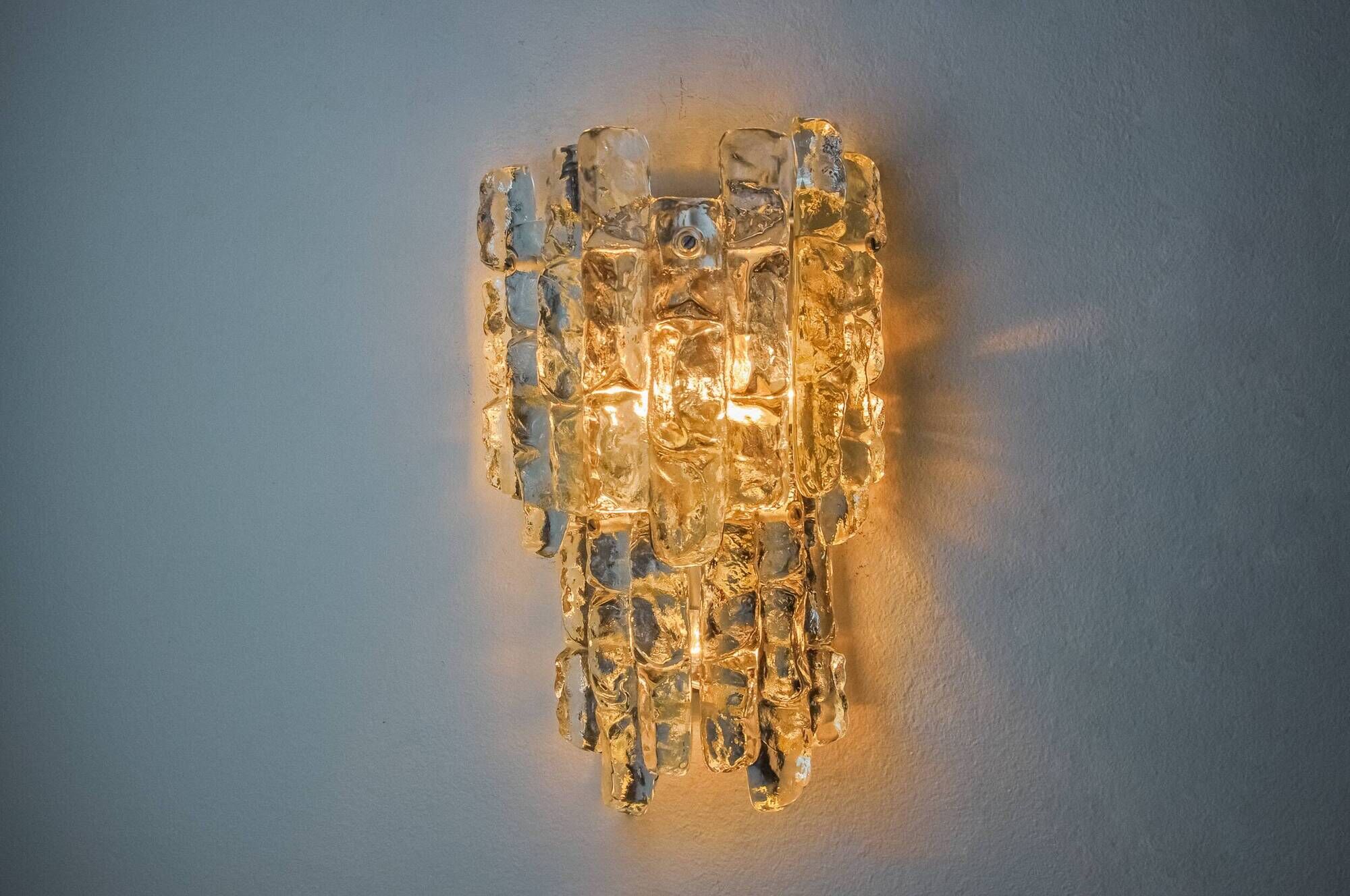"Glaçon" wall lamp by JT Kalmar frosted glass Austria 1970