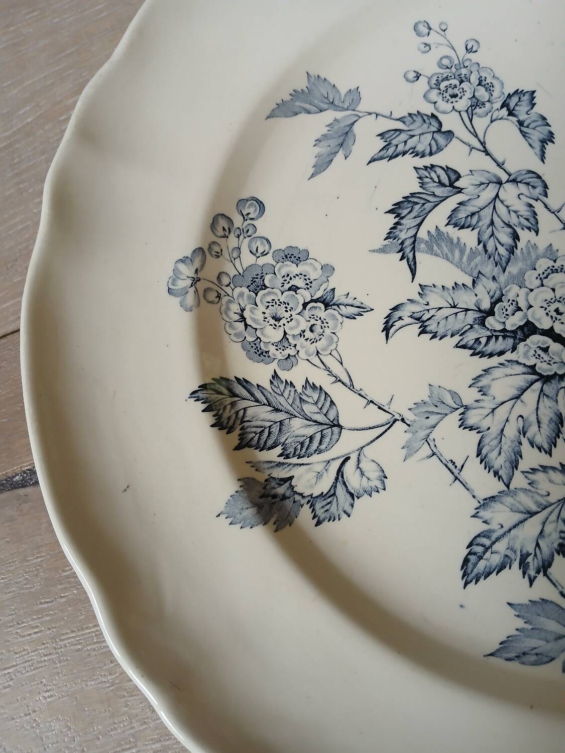 Large round antique ironstone dish