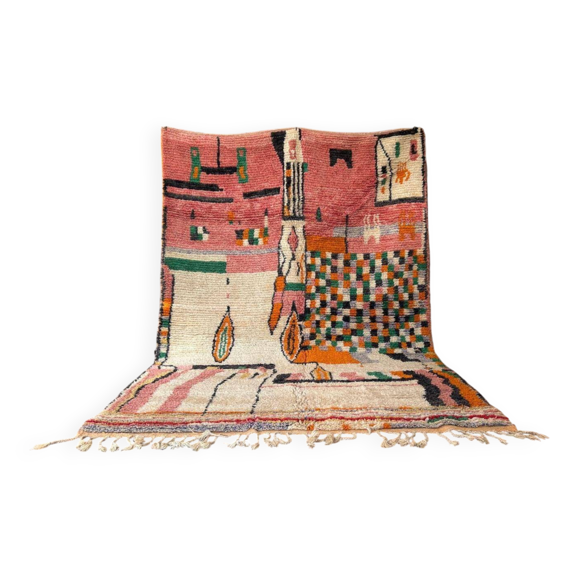 Tapis berbère en laine pure, artisanal, 250x150 cm, fait main au Maroc