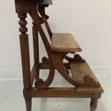 19th century stained wood library staircase