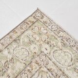 5x9 Light Green & Beige Madallion Corners Vintage Rug, 166x268Cm
