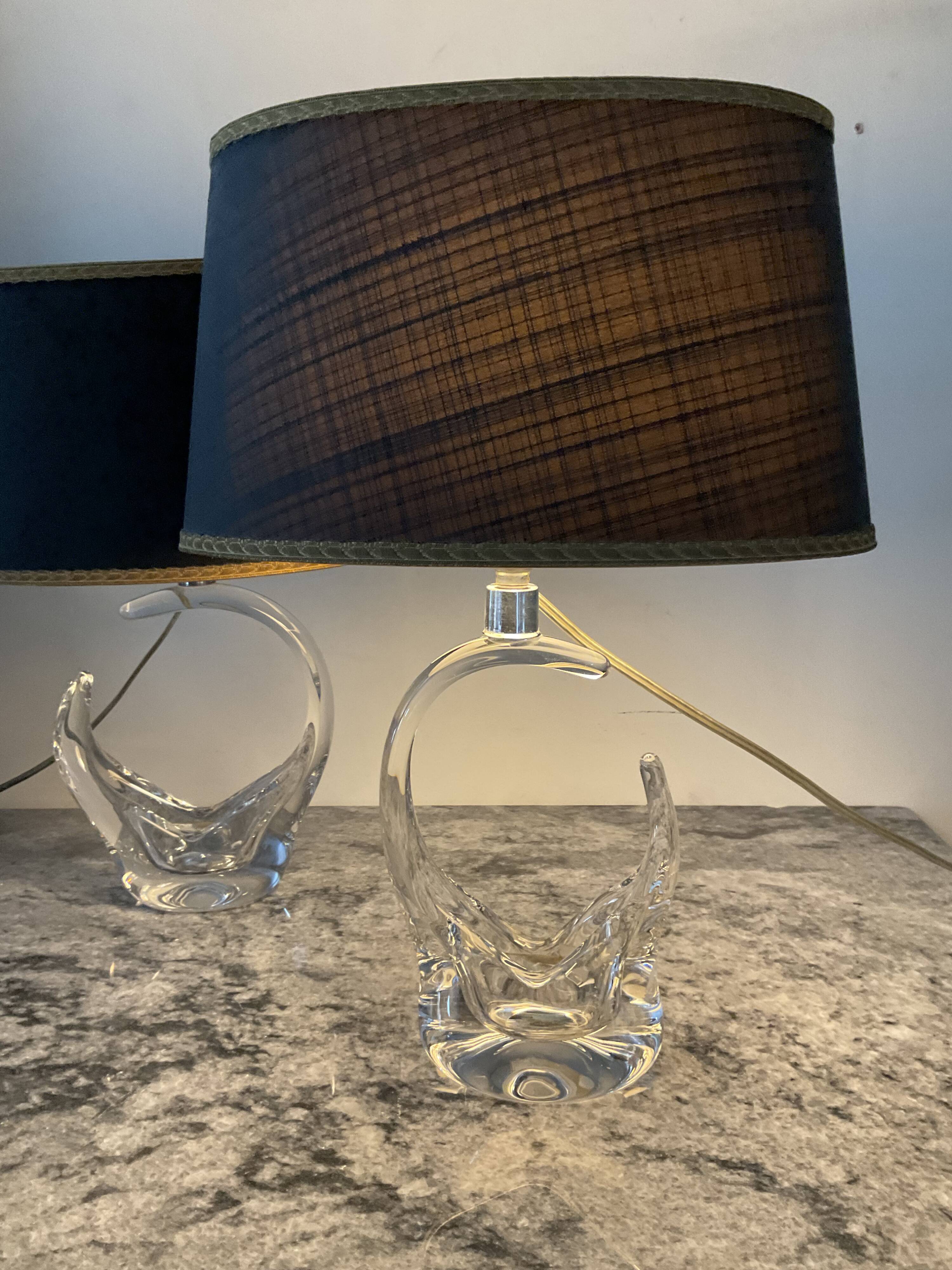 Pair of Saint Louis crystal lamps from the 1950s-60s.