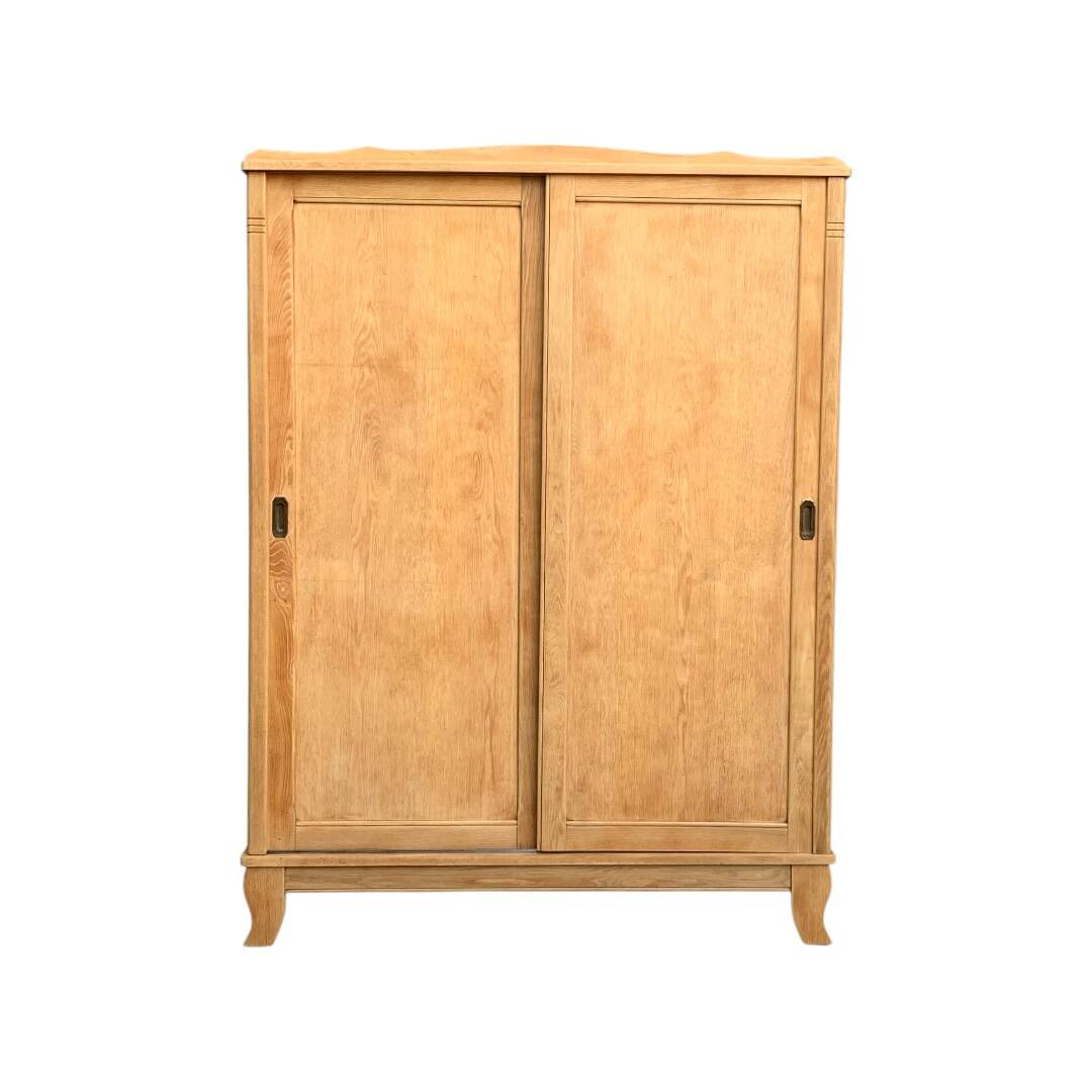 Parisian art deco wardrobe sliding doors solid raw oak