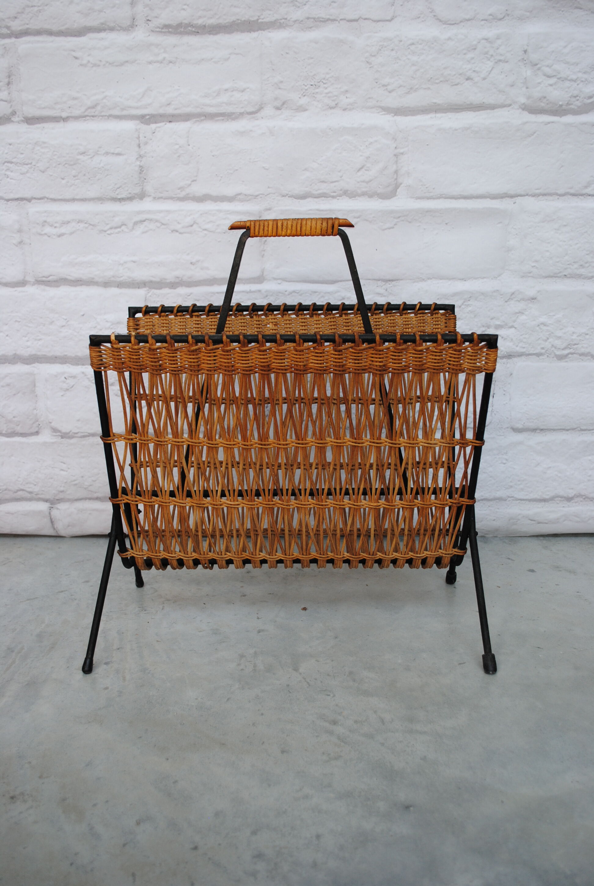 Vintage wicker magazine holder