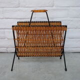 Vintage wicker magazine holder