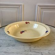 Salad bowl / hollow dish Saint Amand / Céranord hand-painted pink and blue flowers, 1940s