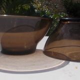 2 amber glass bowls, Vereco, vintage