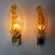 Pair of "leaf" wall lamps by Carl Fagerlund, orange Murano glass, Germany, 1970