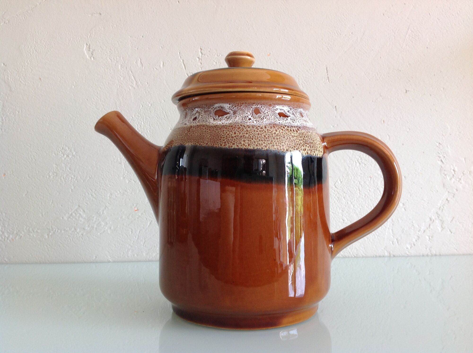 Coffee pot decor Hawai des Faienceries de Sarreguemines vintage 60s and 70s