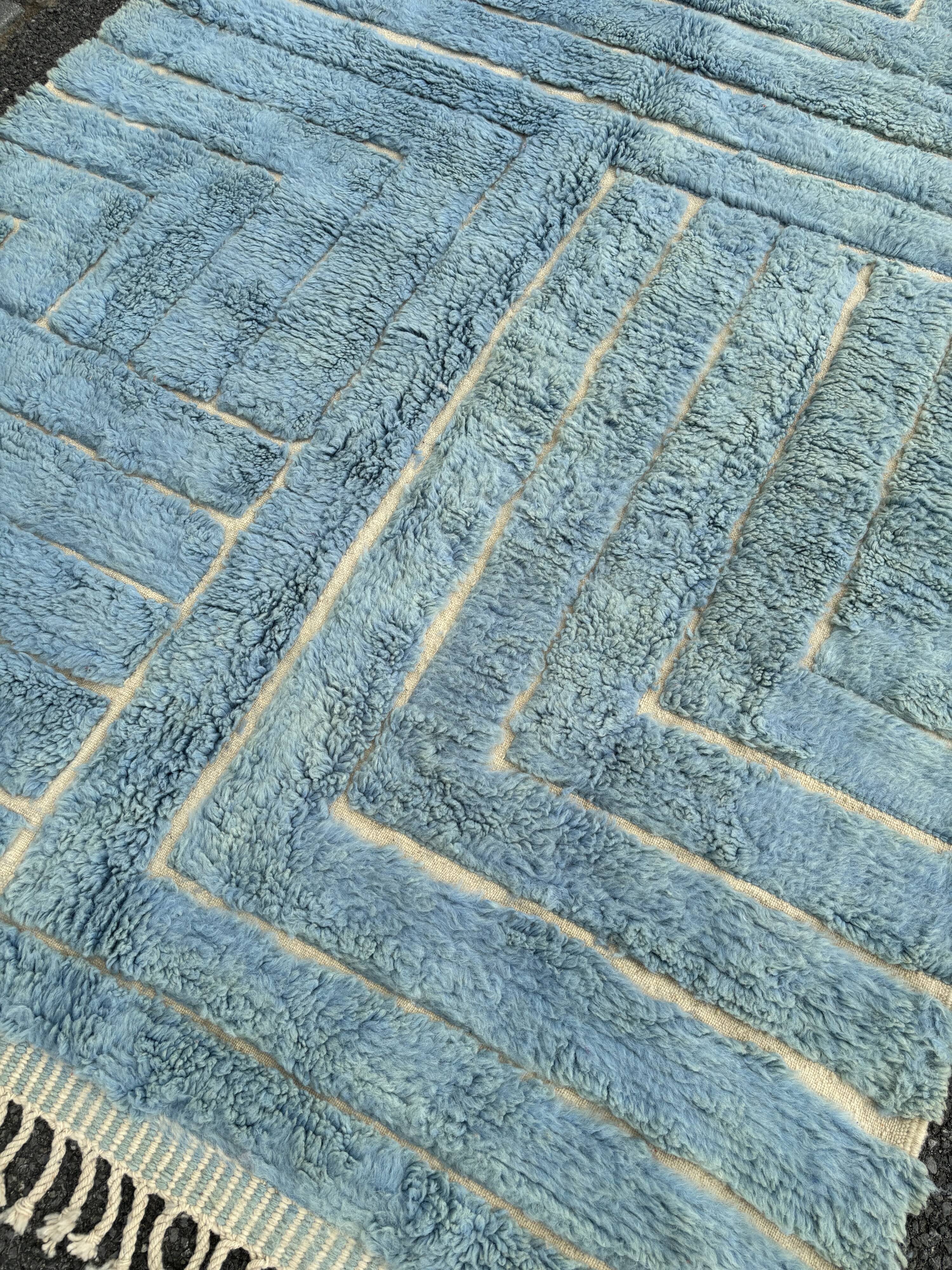 Berber Moroccan Mrirt blue wool rug
