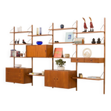 Hansen and Guldborg extra wide shelving unit in teak, 1960s