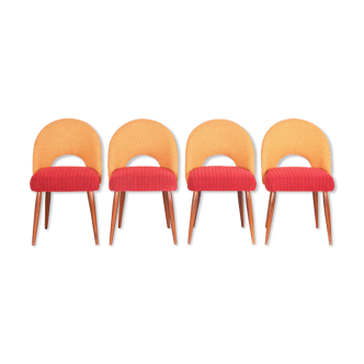 Four czechoslovak midcentury chairs, with new upholstery and original fabric