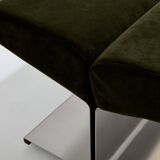 Pair of ottomans by Paul Geoffroy, brushed steel and alcantara, 1975