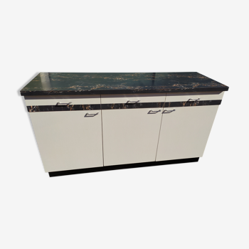 Buffet bahut kitchen in black marble formica - vintage
