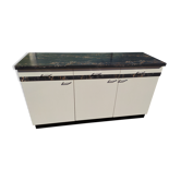 Buffet bahut de cuisine en formica marbre noir - vintage