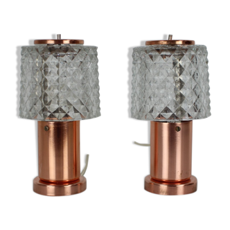 Pair of Copper Table Lamps by Kamenický Šenov, Czechoslovakia 1970