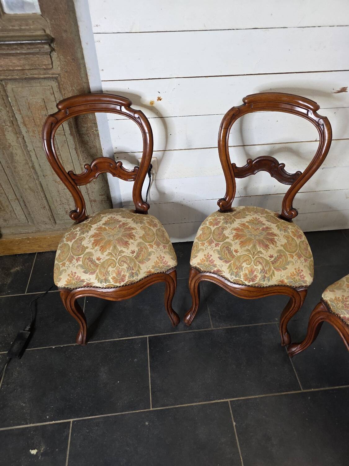 4 Louis Philippe style chairs from the 19th century in cherry wood.