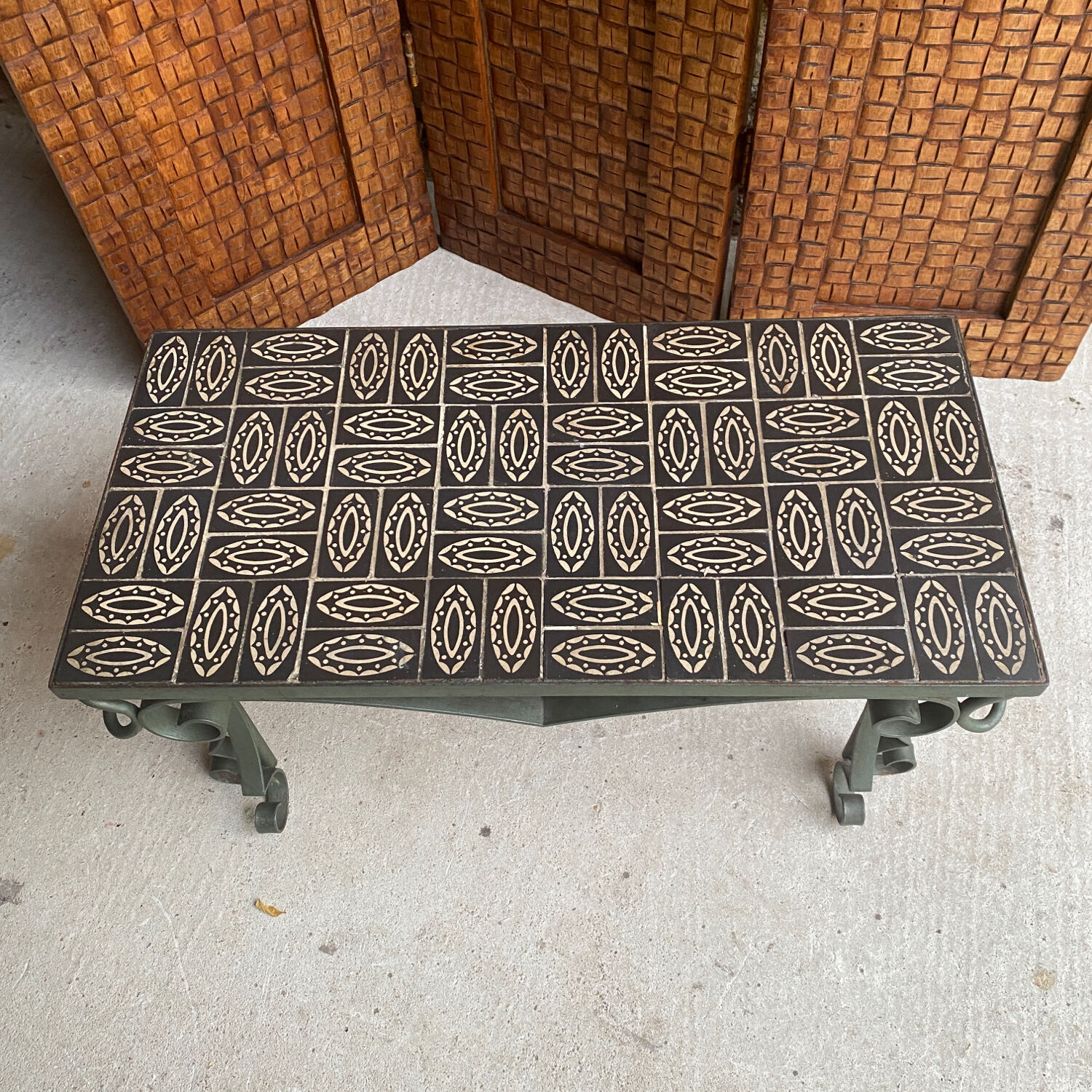 Ceramic wrought iron coffee table