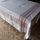 Old tablecloth 1920/1930 linen beige diamonds and red and green stripes + towels