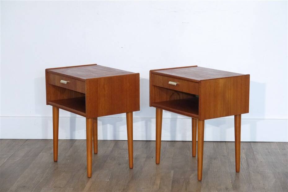 Pair of vintage Scandinavian teak bedside tables 1960