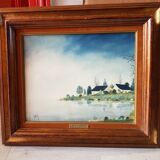 Oil on canvas signed Bruno d'Aragon - "Stormy sky over the Briere" 32 x 38 cm