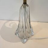 Vintage daum france 1960 crystal lamp base with pleated shade