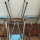 4 blue Formica chairs