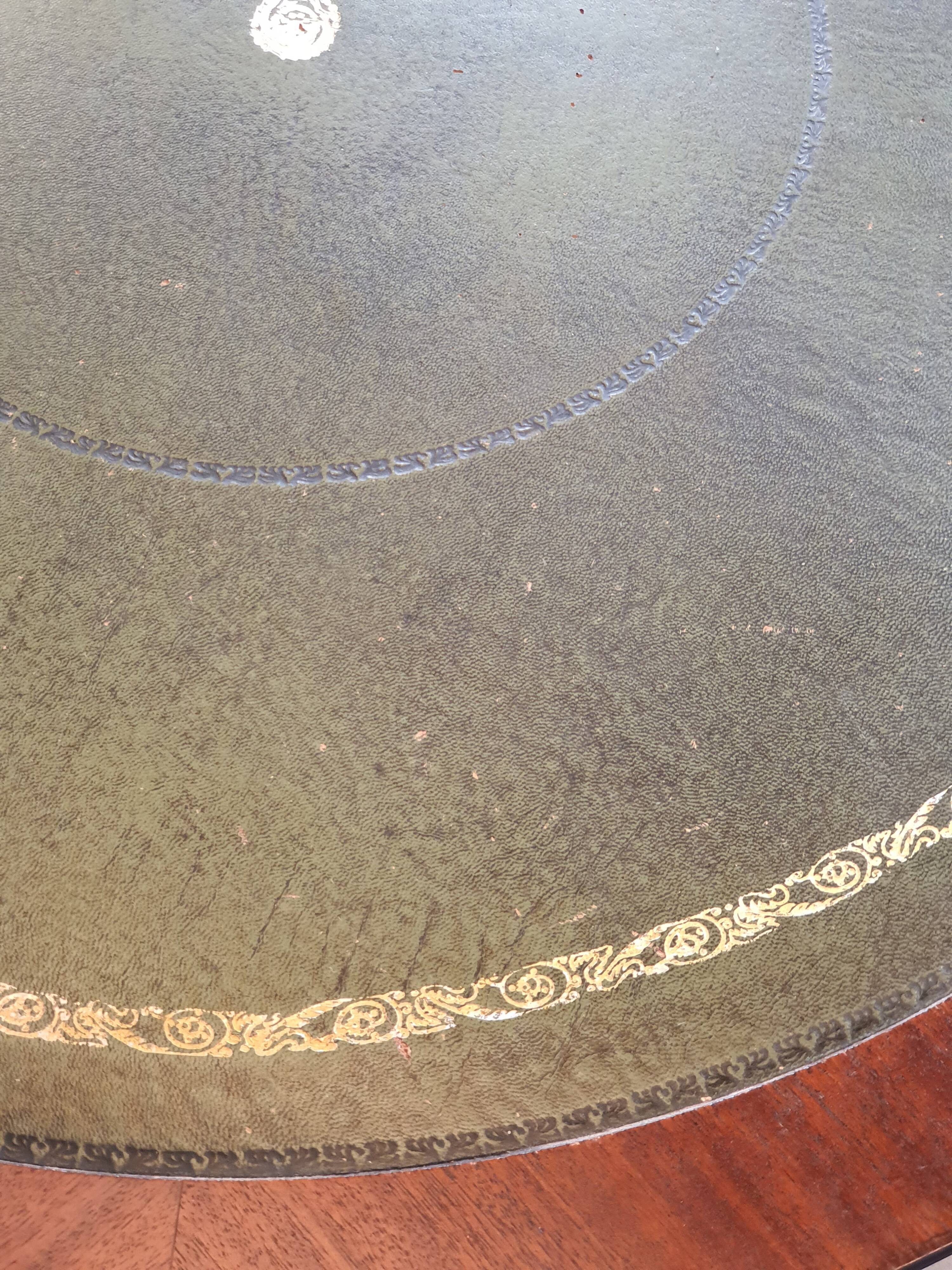 English game table leather tray and lion foot