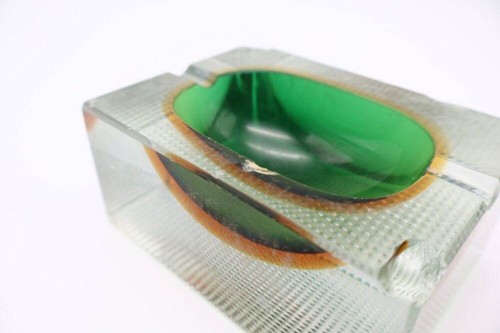 Sommerso Murano Glass Ashtray by Flavio Poli for Seguso, Italy, 1960s