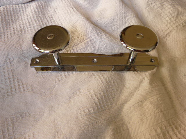 Wall coat rack in chromed metal 2 vintage hooks