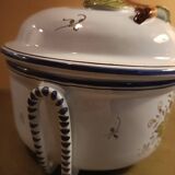 Earthenware candy dish with hand-decorated surfaces