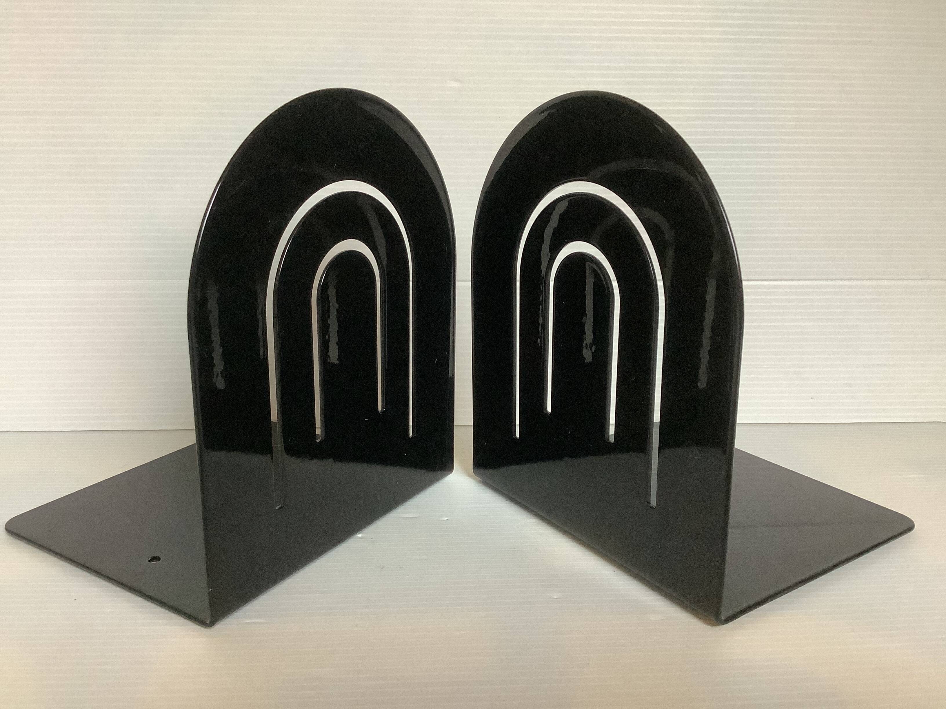 Pair of black metal arched bookends