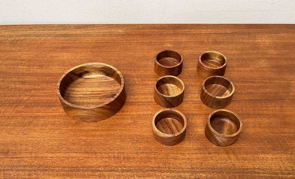 Ensemble de 7 bols vintage en teck scandinave