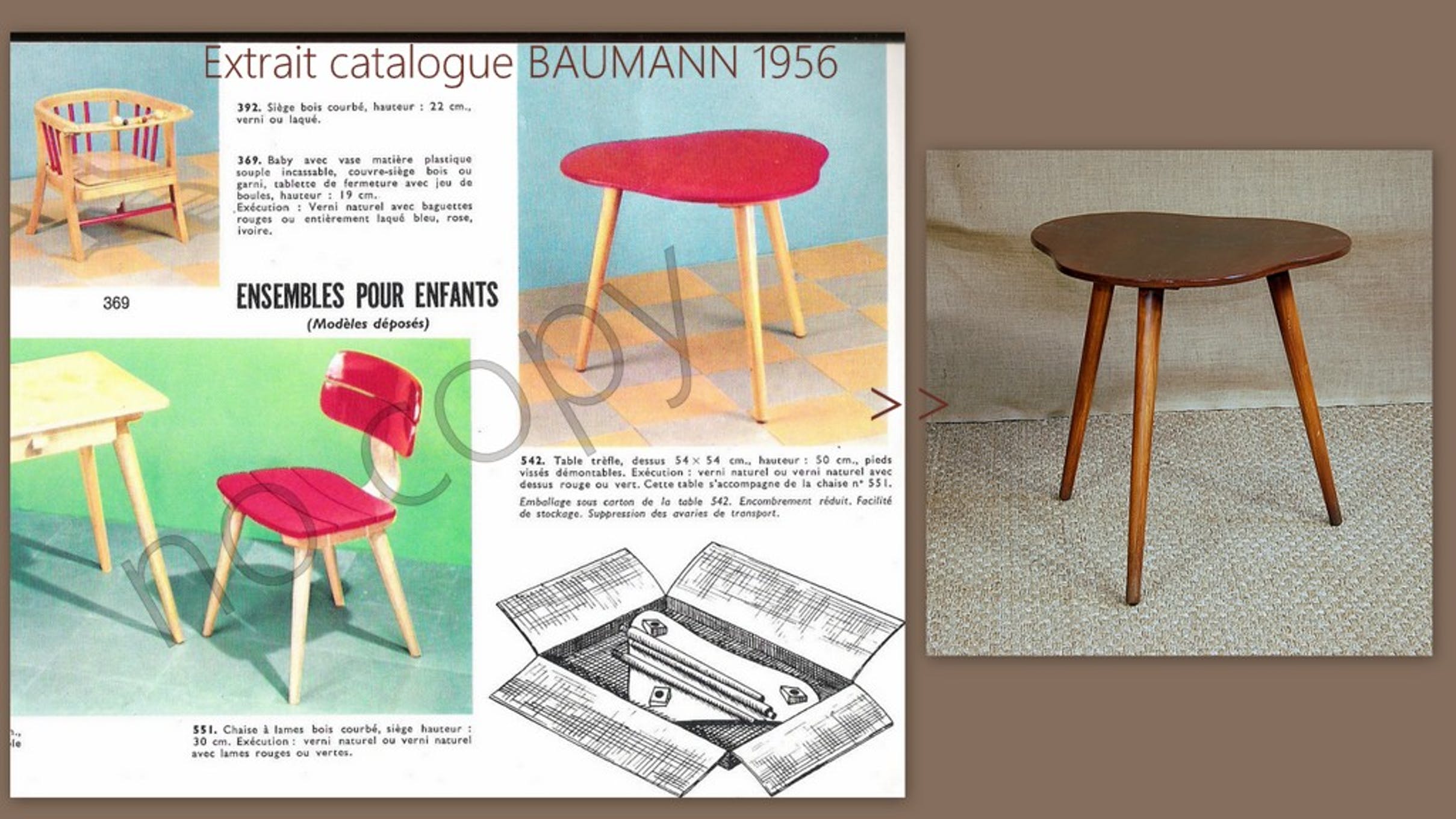 Children's chair Baumann a blades and curved wood Edition 1956