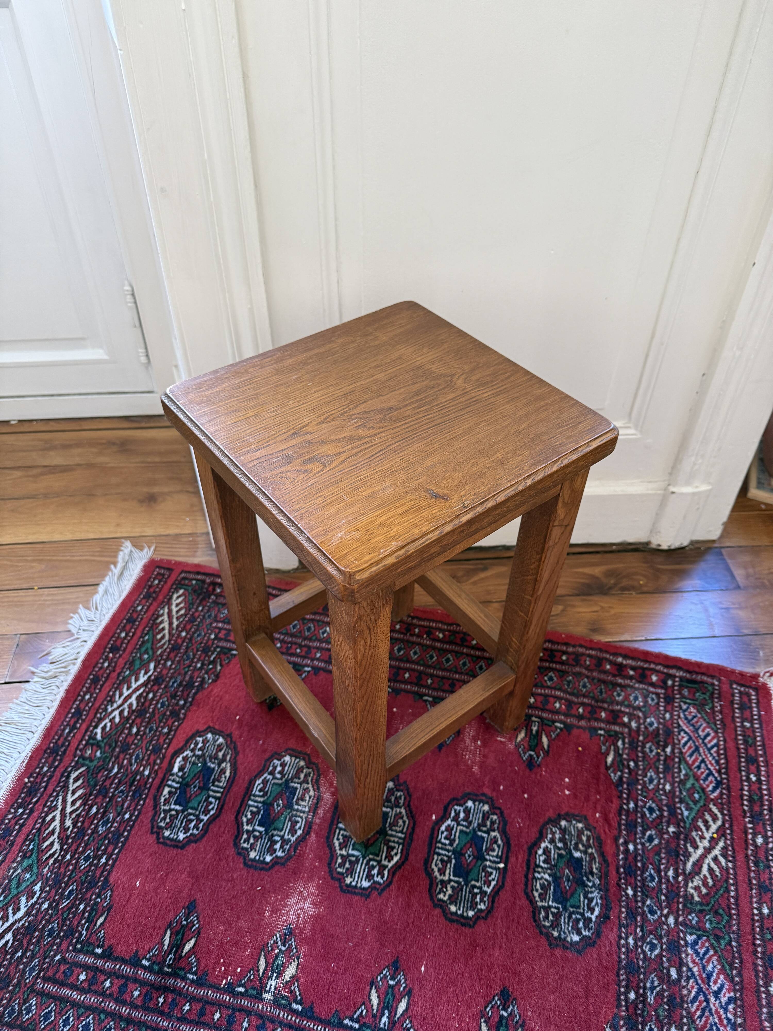 Brutalist wooden stool