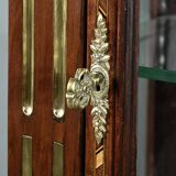 Rare small marquetry display cabinet, louis xvi style – mid 19th century