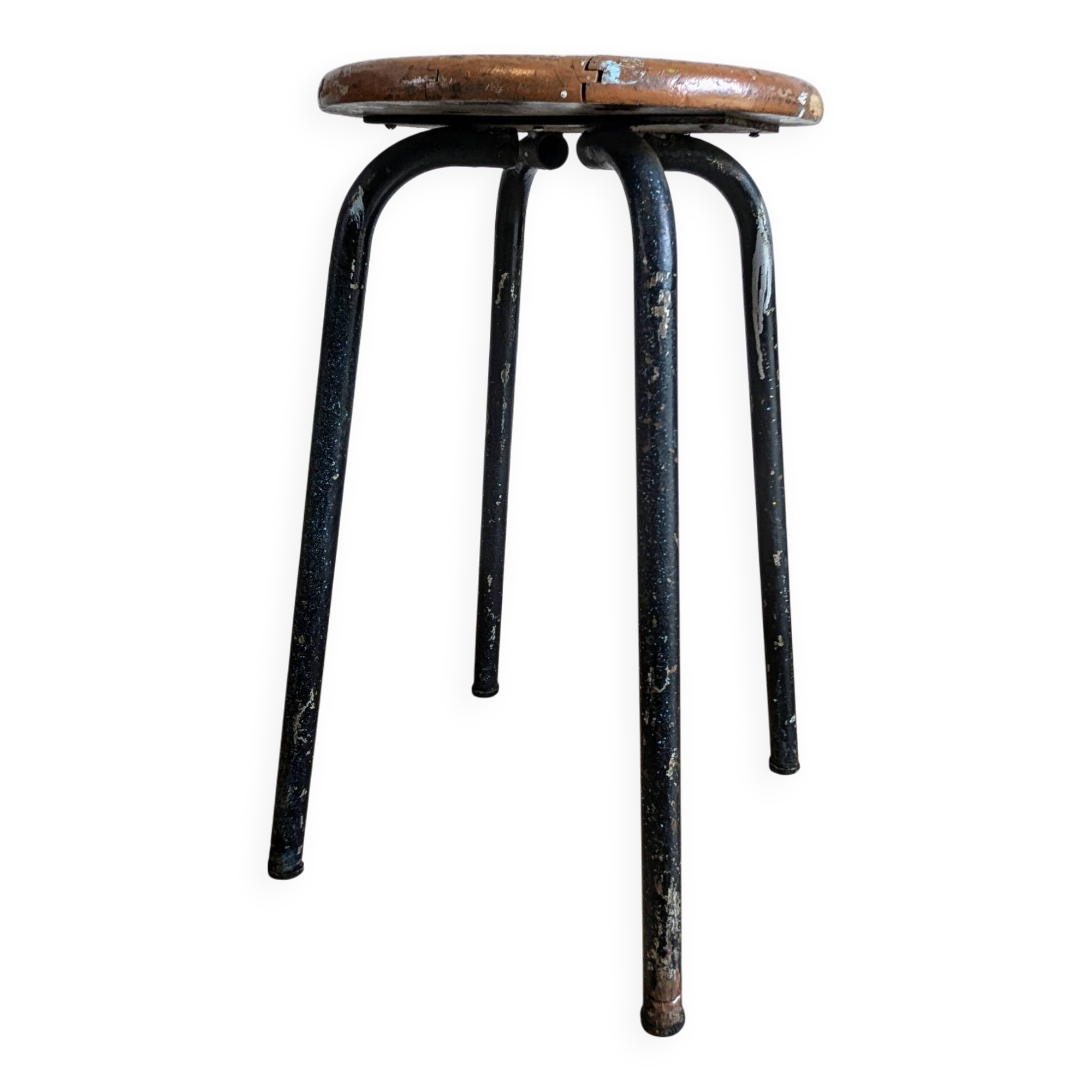 Old brown industrial stool