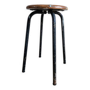 Ancien tabouret industriel - marron
