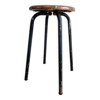 Old brown industrial stool