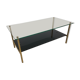 Coffee table 50s black glass and gold metal