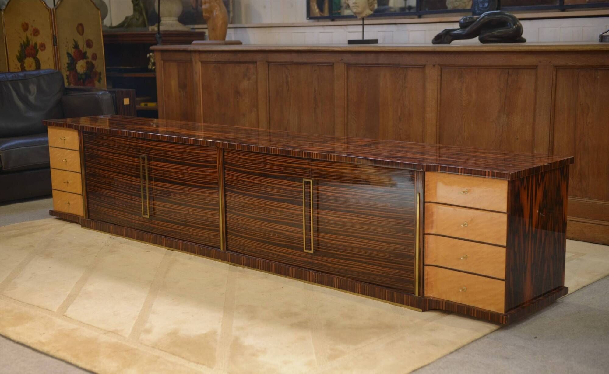 Minimalist enfilade in ebony and sycamore 1960s