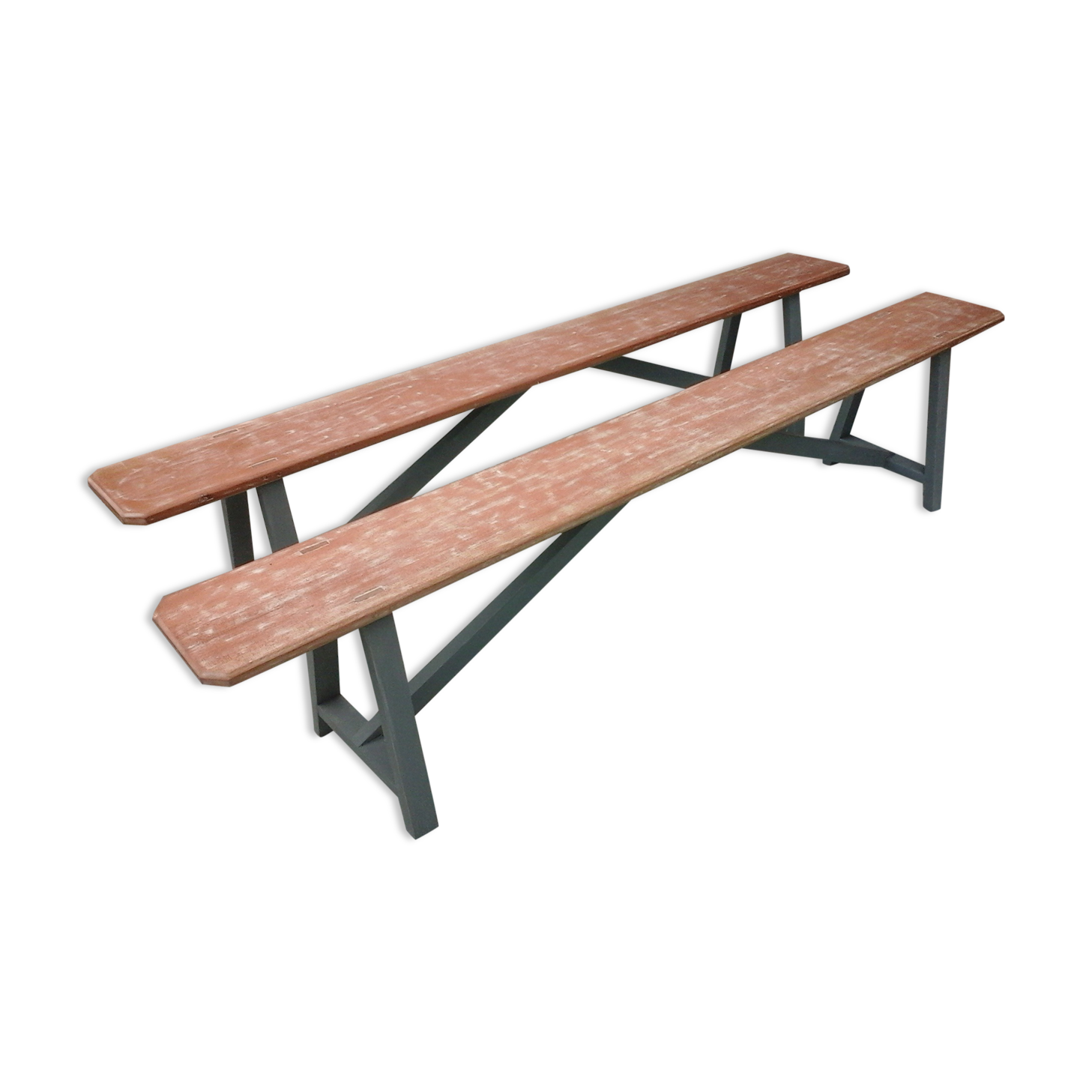 Pair of large wooden benches