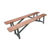 Paire de grands bancs en bois